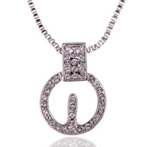 Anna-Kaci Women's Circular Crystal Pendant Necklace, Modern and Chic Design with Adjustable Chain, Ideal for Formal Events - Bars - 1 of 4