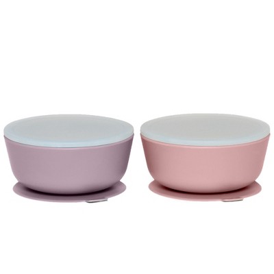 Weesprout Suction Bowls for Baby & Toddlers, 100% Silicone with Plastic Lid, 12 oz, Set of 2