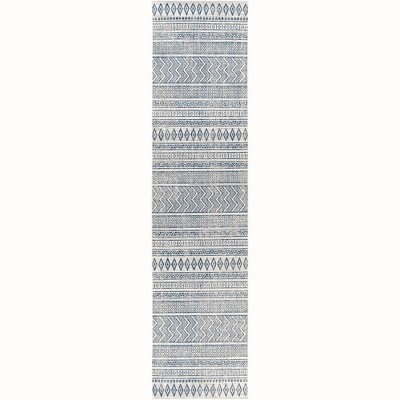 Mark & Day Antibes 2'7"x12' Runner Woven Indoor and Outdoor Area Rugs Denim: Stain-Resistant, Bohemian, Pet Friendly