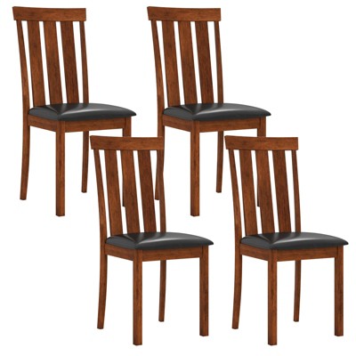 Tangkula Dining Chairs Set of 4 Dining Room Chairs w/ PU Leather Upholstered Seat