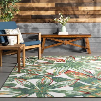 Lindsey Multicolor Floral Square Indoor/Outdoor Easy-Care Rug, 4'