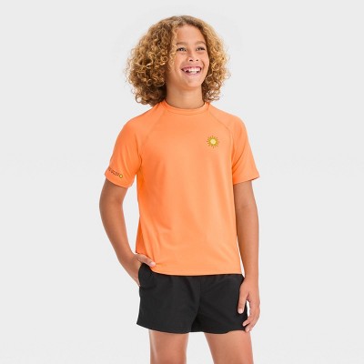 Boys' Raglan Flatlock Short Sleeve Swim Shirt - Art Class™ Black