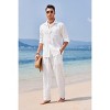 COOFANDY Mens Linen Sets 2 Piece Long Sleeve Button Down Cuban Shirt and Pants Set Summer Beach Set Outfits,COLOR(White),SIZE(XXXL) - 4 of 4