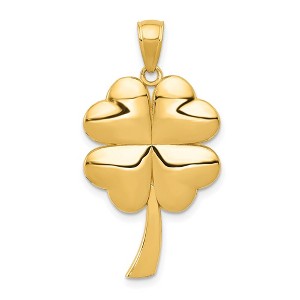 Black Bow Jewelry 14k Yellow Gold Polished Heart Leaf Clover Pendant, 17mm (5/8 inch) - 1 of 4