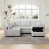 106.3'' Acrylic Imitation Rabbit Plush U-Shaped Sectional 4-Person Sofa with Hydraulic Lift Ottoman, Built-In Storage, and Washable Cushions - 3 of 4