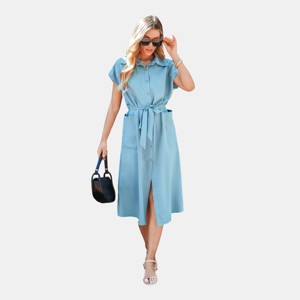 Women's Elegant Button-Down Shirt Dress with Belted Waist - Cupshe - 1 of 4
