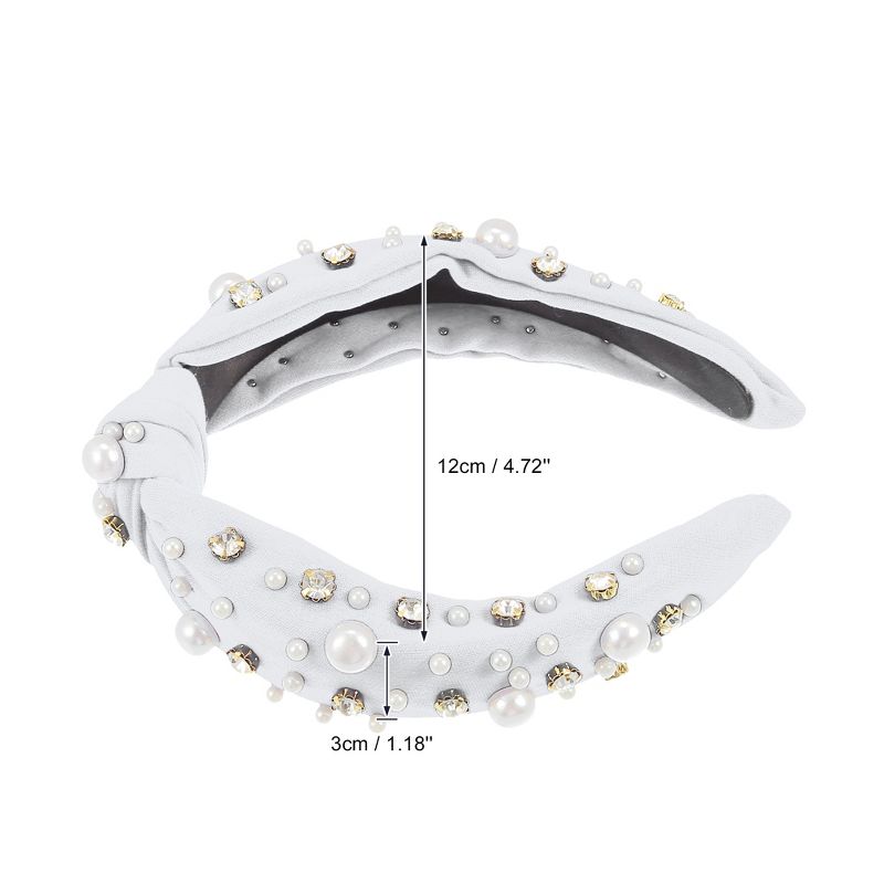 Unique Bargains Women's Knotted Simulated Pearl Rhinestones Headband 1.18" Wide 1Pc, 4 of 7