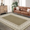 Modern Neutral Bordered Area Rugs, Washable Solid Geometric Carpet for Living Room Bedroom Dining Nursery Apartment Dorm Office Farmhouse Home Decor - 2 of 4