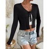 Women's Casual Tie-Front Cardigan - Lightweight Long Sleeve Knit Sweater with Chest Tie Detail - 2 of 4
