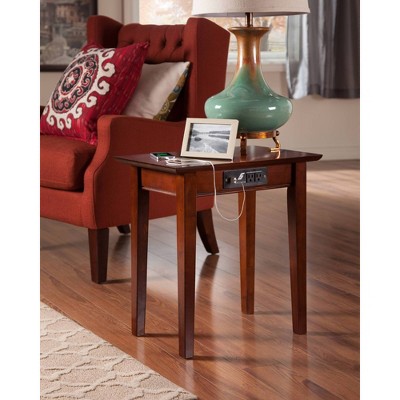 Walnut Shaker Chair Side Table with Charging Station