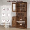 Tall Pantry Storage Cabinet with Glass Doors & Adjustable Shelf, Freestanding Linen Cupboard with Drawer - 4 of 4