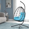 SKRAN Hanging Egg Chair, Swing Basket Egg Chairs with Stand Wicker, UV Resistant Removable & Washable Cushions for Bedroom Porch - 2 of 4