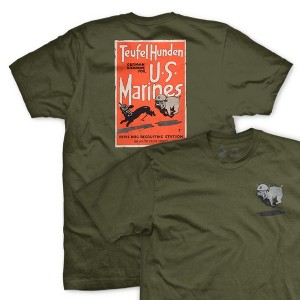 OUTSIDE THE WIRE Leatherneck for Life Teufel Hunden Recruiting Poster T-Shirt - 1 of 2