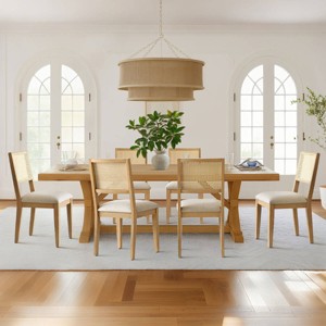 Dining Chairs, Mid Century Upholstered Dining Chairs, Rattan Back Chairs with Black Frame for Kitchen or Dining Room-Tanpinhause - 1 of 4