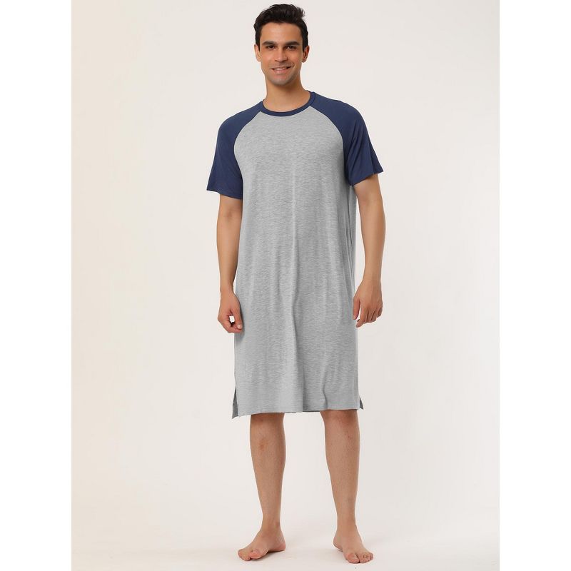 Lars Amadeus Men's Comfy Lounge Soft Loose Short Sleeves Sleep Nightgown, 3 of 7