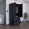 TIRAMISUBEST Black Armoire - 71" High-Capacity Wardrobe with 2 Doors & Drawers | Modern Closet Organizer - 3 of 4