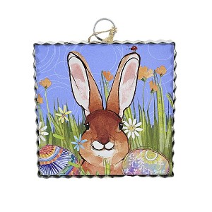Round Top Collection Eggstra Egg Hunt  -  One Mini Print 7.0 Inches -  Easter Bunny Rabbit  -  E22095  -  Wood  -  Multicolored - 1 of 3