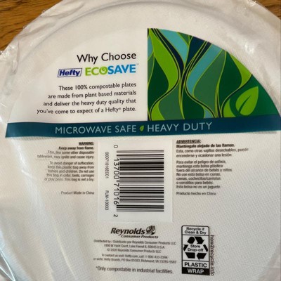  Hefty ECOSAVE Compostable Paper Plates, 10-1/8 Inch, 45 Count :  Health & Household