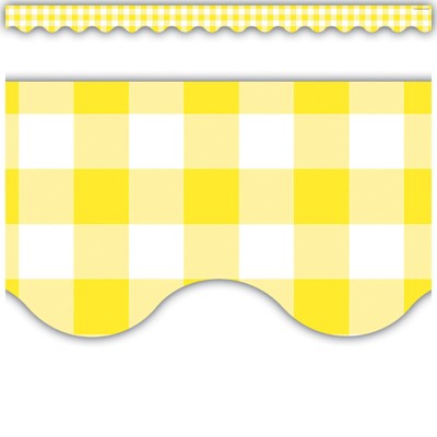 Teacher Created Resources Yellow Gingham Scalloped Border Trim, 35 Feet (Pack of 6)