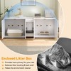 55" Litter Box Enclosure for 2 Cats, Modern Hidden Litter Box Furniture with Double Compartments, Wooden Cat Washroom Furniture with Scratching Pad - 3 of 4