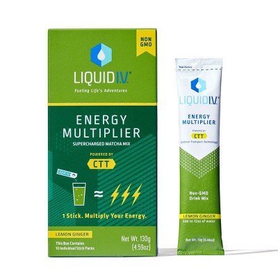 Liquid I.V. Energy Multiplier Supplements - Lemon Ginger - 10ct