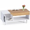 45" White Coffee Table Cat Living Room Tables with Storage Drawer, Wooden Rustic Coffee Table with Cat House, Hidden Kitty Litter Box Furniture - 3 of 4