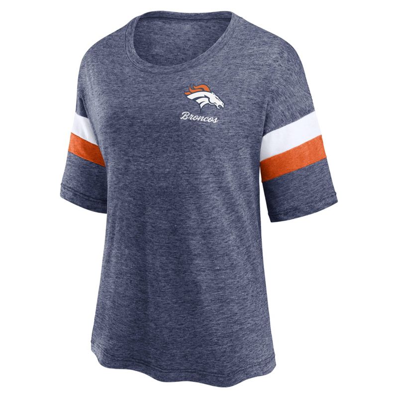 NFL Denver Broncos Women&#39;s Weak Side Blitz Marled Left Chest Short Sleeve T-Shirt, 2 of 4