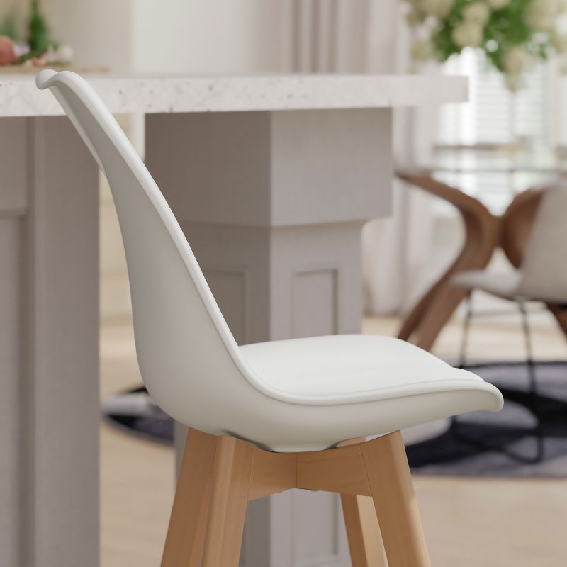 Emma and Oliver Set of Two Upholstered Dining Stools with Matching Attached Seat and Wood Frame, 3 of 8