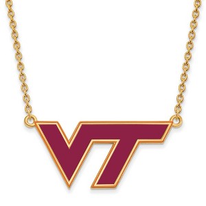 Black Bow Jewelry 14k Yellow Gold Plated Sterling Silver Virginia Tech Hokies NCAA Necklace 18 Inch - 1 of 4