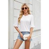 Women's Crew Neck Ruffle Sleeve Top, Half - Sleeve Pleated T - Shirt, Casual Flowy Tee - 3 of 4