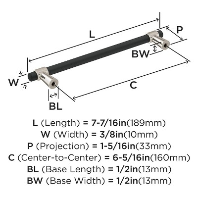 Matte Black and Satin Nickel Modern Cabinet Bar Pull