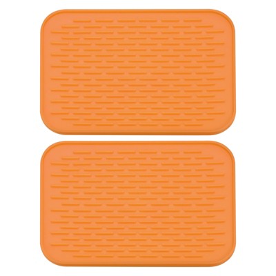 Unique Bargains Dish Drying Mat Silicone Drain Pad Heat Resistant Suitable  For Kitchen Blue Green 2 Pcs 8.5 X 6 : Target