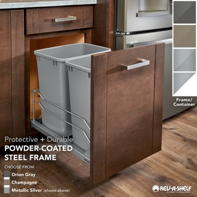 Champagne Double Pull-Out Trash Can with Soft-Close Slides