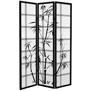 Oriental Furniture 6' Tall Canvas Bamboo Tree Room Divider 3 Panels Black