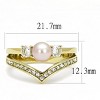 Slickblue Women's Stainless Steel Ring with IP Gold Finish and Rose Synthetic Pearl, Size 5-10 - 2 of 4