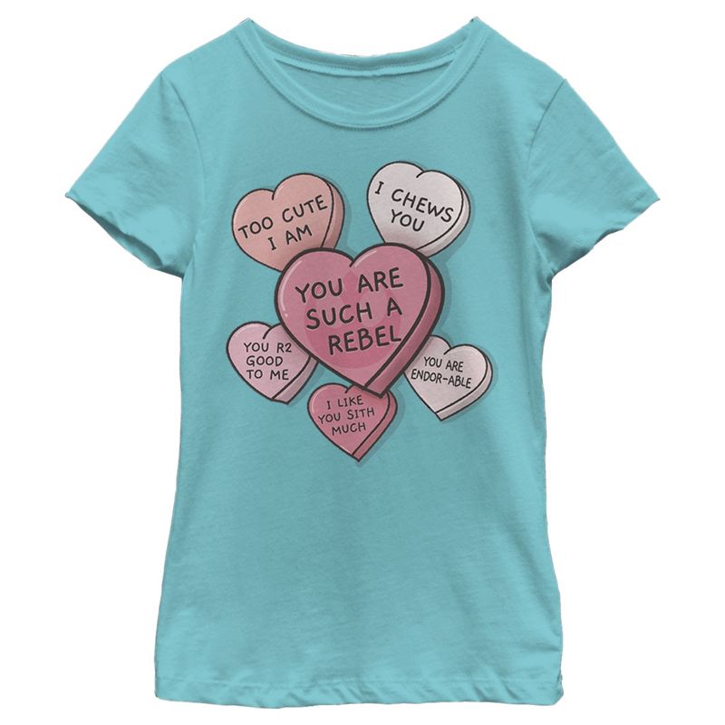 Girl's Star Wars Valentine Galactic Candy Hearts T-Shirt, 1 of 4