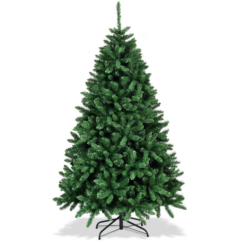 Tangkula 7.5FT Artificial Xmas Tree Hinged Fake Xmas Tree with 2254 PVC Branch Tips Foldable Metal Stand, 2 of 6