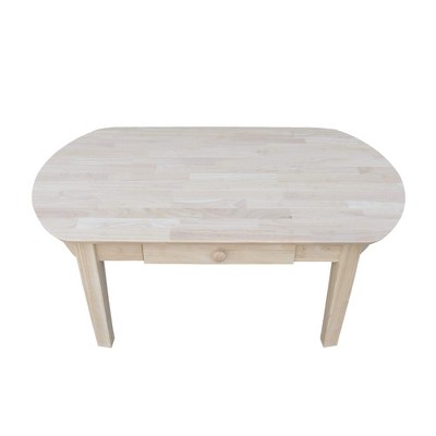 43.7" Natural Wood Oval Coffee Table with Storage