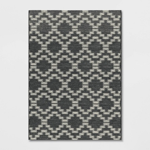 5 x7 Tapestry Outdoor Rug Black White Threshold