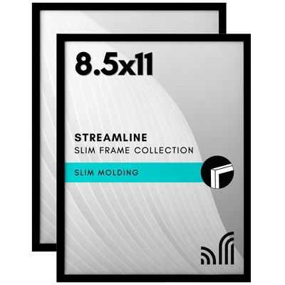 Americanflat 8.5x11 Picture Frame 2 Pack in Black with Polished Plexiglass - Thin Border 8.5 X 11 Inch Photo Frames for Wall or Desk