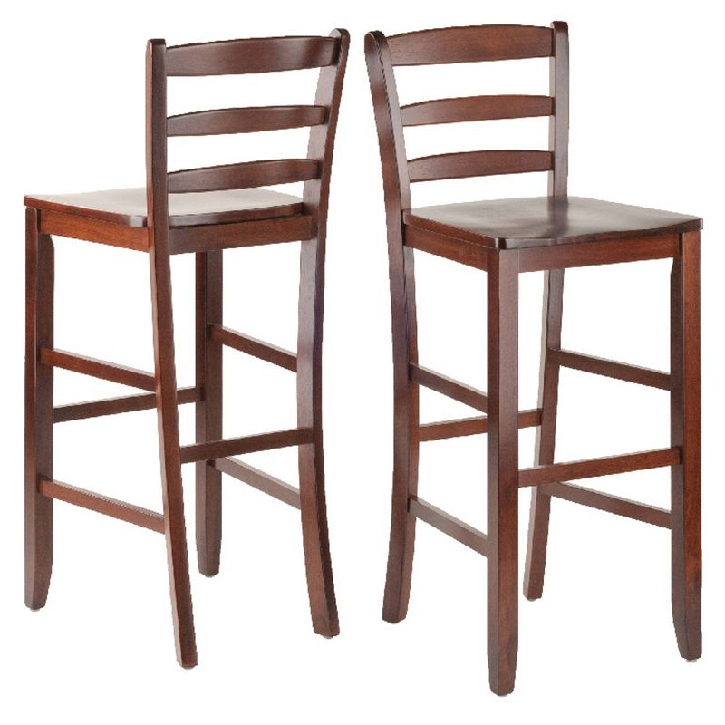 5pc Parkland Counter Height Dining Set with Ladder Back Bar Stools Wood/Walnut- Winsome, 4 of 6
