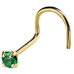 Jewelry Avalanche 22G 14K Gold Nose Screw Nose Stud with Emerald Gemstone - 1 of 2