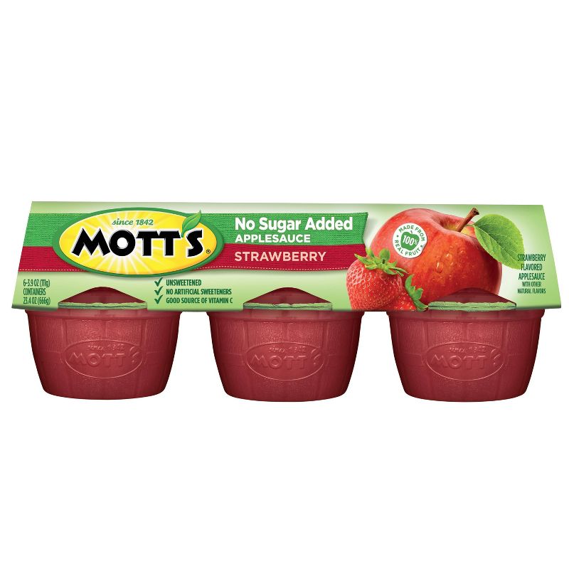 Mott's Unsweetened Strawberry Applesauce - 6ct/3.9oz Cups, 4 of 13