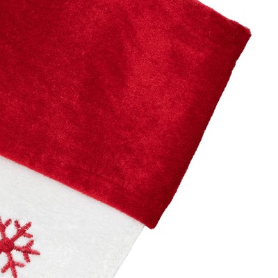 19'' Red and White Velvet Snowflake Christmas Stocking