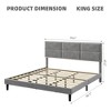 Bed Frame, Full Bed Frame Upholstered Platform with Square Velvet Headboard, Wooden Slats Support - 2 of 4