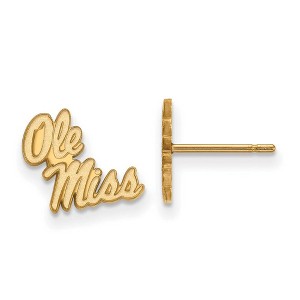 Black Bow Jewelry 14k Yellow Gold Plated Sterling Silver Mississippi Rebels NCAA Post Earrings - 1 of 3
