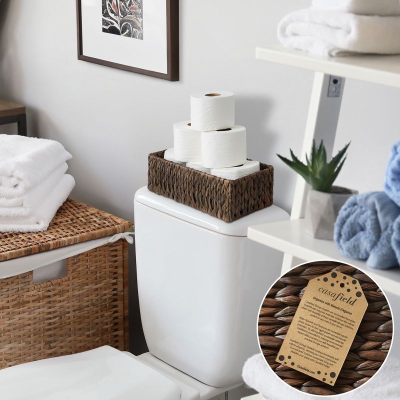 Casafield Bathroom Storage Baskets - Set of 2, Seagrass - Water Hyacinth, Woven Toilet Paper, Tissue, Shelving Bins, 2 of 8