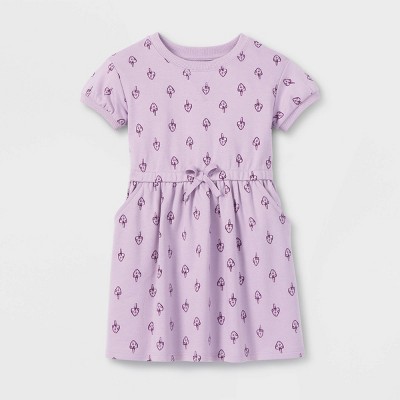 Toddler Girls' Mushroom French Terry Short Sleeve Dress - Cat & Jack™ Purple