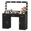 Infurnic Makeup Vanity Tables Set with Lights in Openable Mirror, Drawers and Cabinets and Shelves, for Bedroom, Black, 47.24"*15.75"*53.15" - 2 of 4