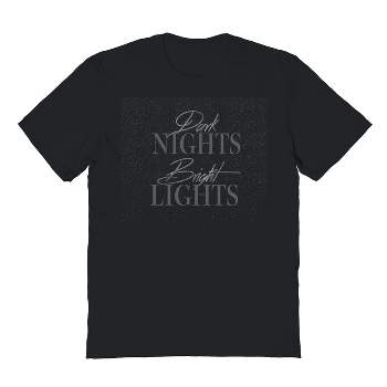 Rerun Island Men's Dark Nights Bright Lights Short Sleeve Graphic Cotton T-Shirt - Black 2X